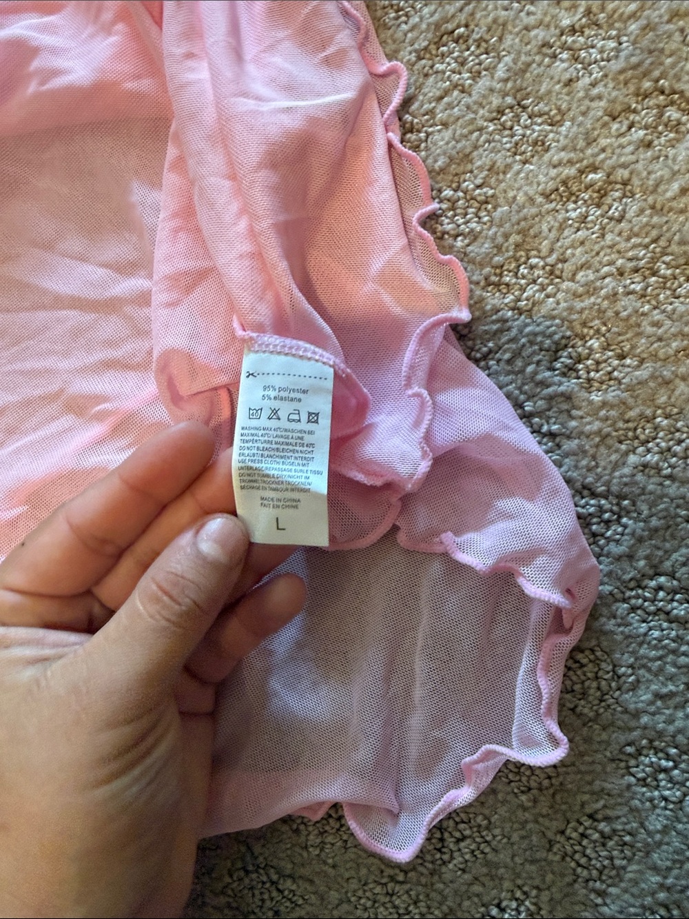 Pink Sheer Ruffled Off-Shoulder Bodysuit - Picture 6 of 7